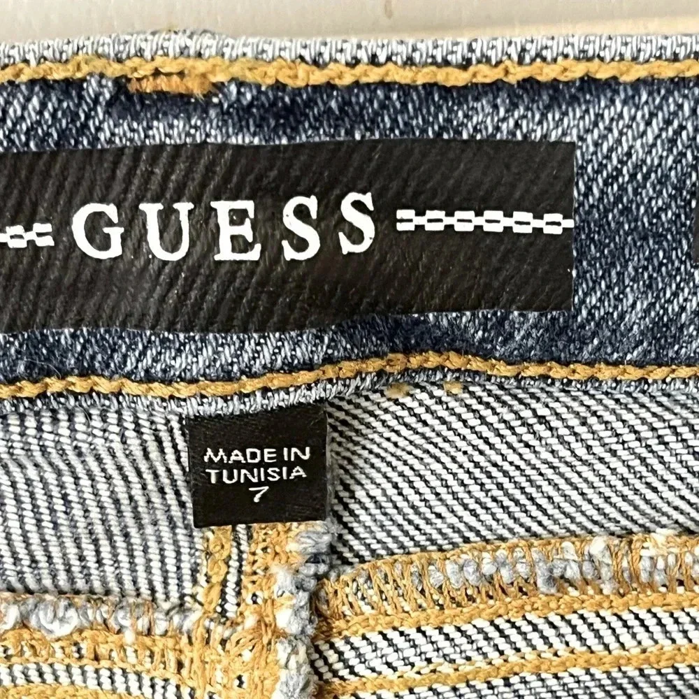 Guess big girls button up front skinny jeans hi waist stretch denim size 7 NWOT